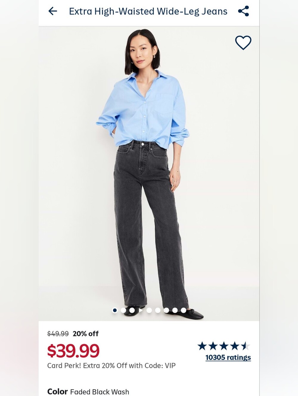 Old Navy Extra High Rise Wide Leg Jeans in Washed Black Multiple Sizes NWT/NWOT